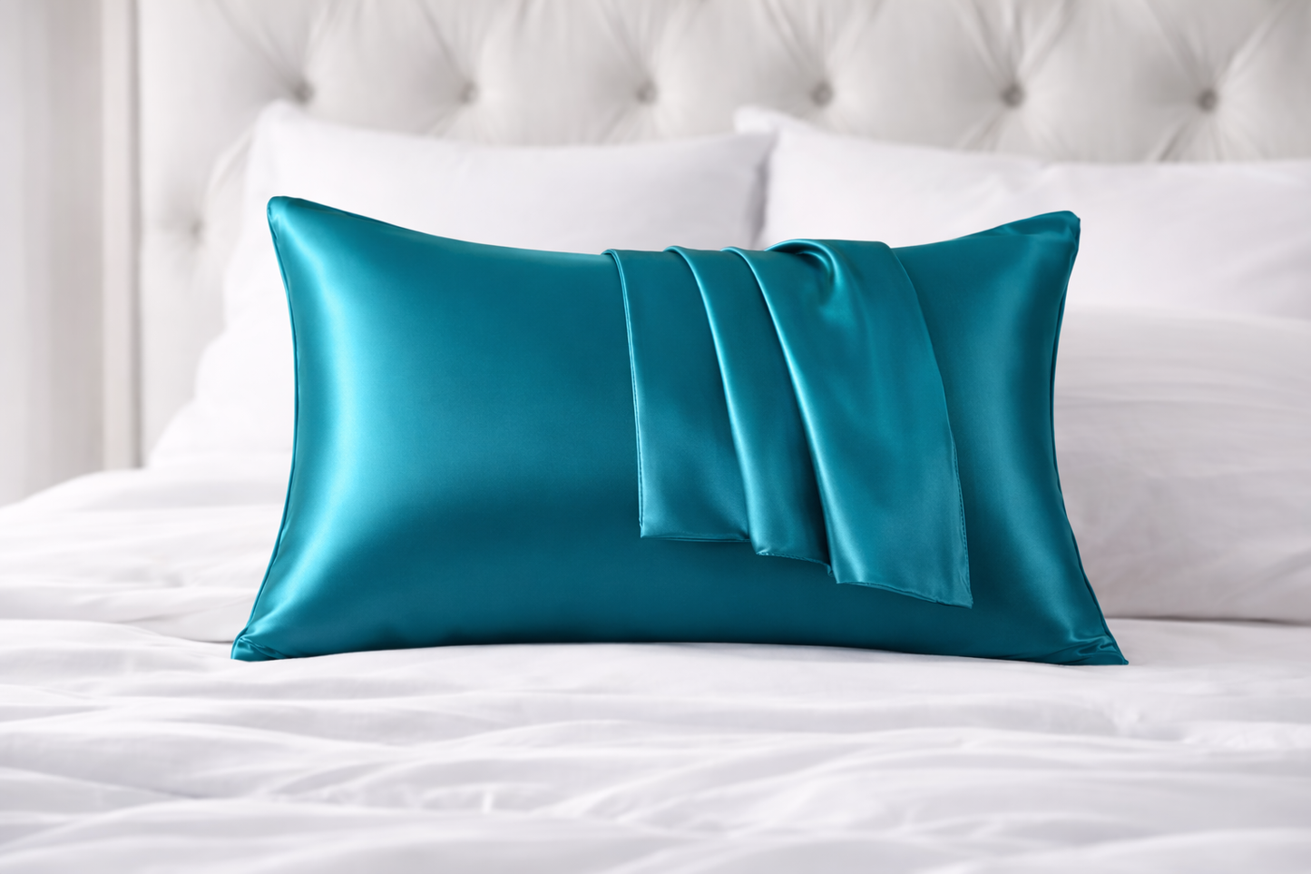 Satijnen kussen sloop turquoise