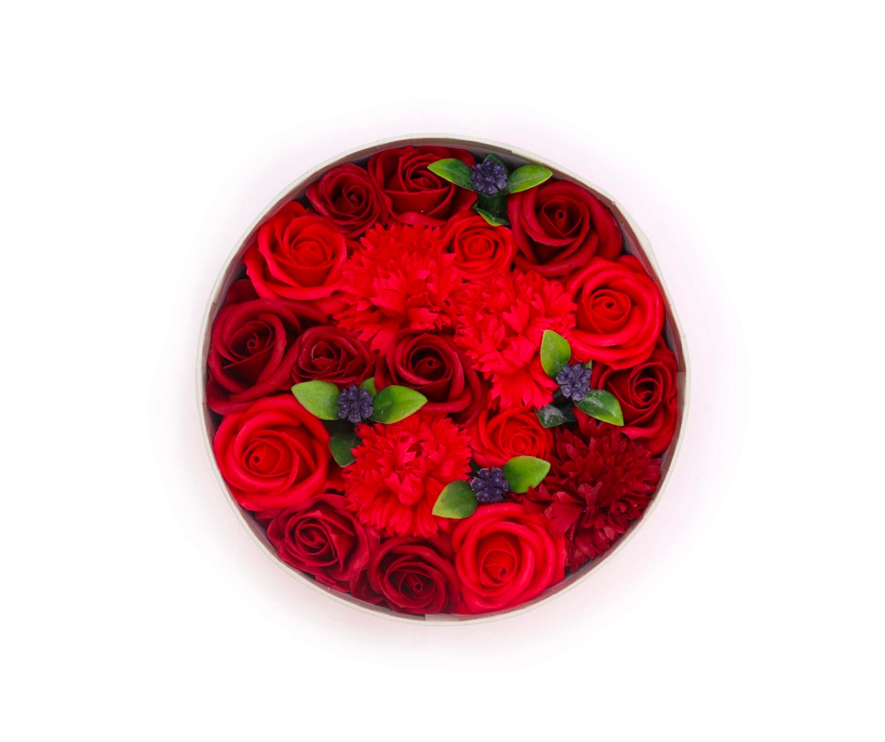 Luxe zeep bloemen box rood