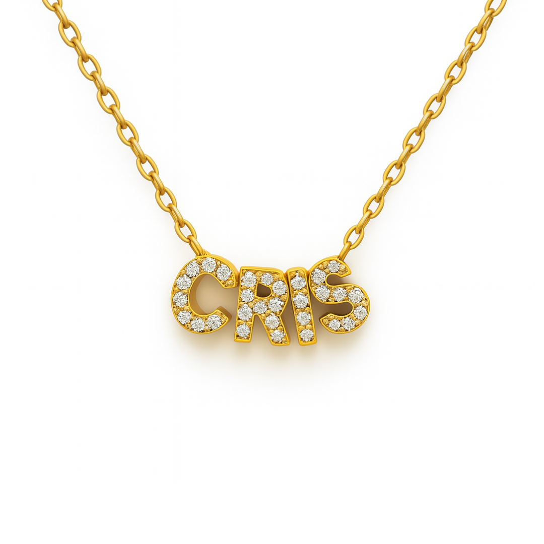 Letter ketting 4 hangers zirkonia