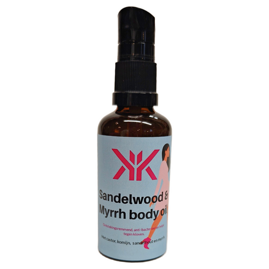 Body oil sandalwood myrrh onstekingremmend antibacterieel helpt tegen kloven