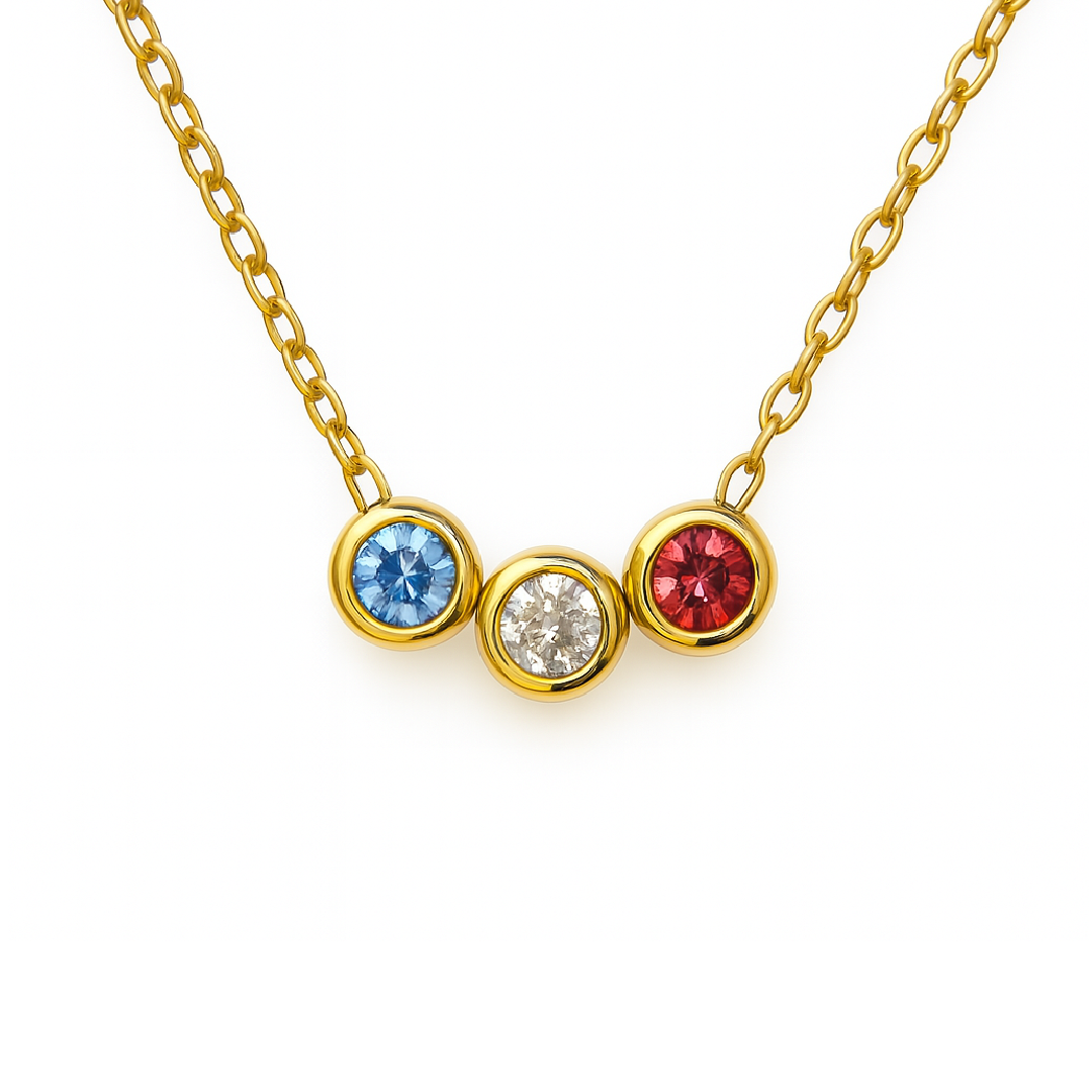 Letter ketting 3 hangers zirkonia